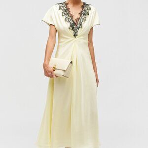 Oroton Fringe Lace Dress - Lemon Zest - NWT